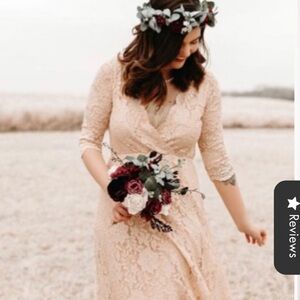 Blush Fashion • Blush Boho Pink Wrap Lace Maxi Dress • Sz S • NEW!